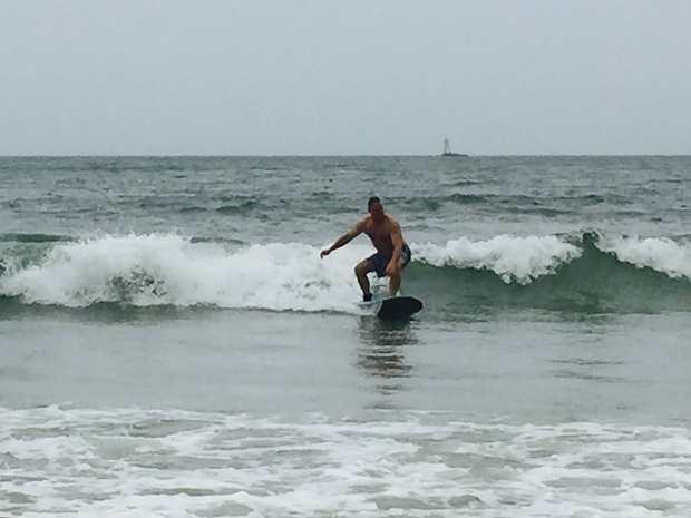 Grant Bradley on a very small wave at Big Wave Bay. Photo / Grant Bradley